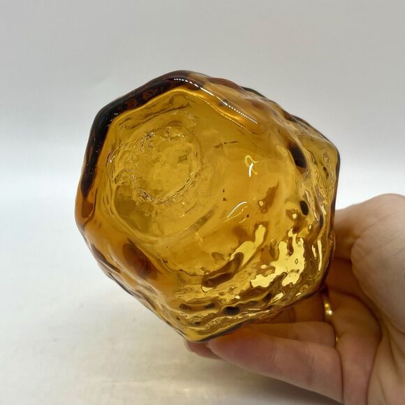 Vintage Amber Glass Small Pitcher Creamer 4” W/Applied Handle - Picture 4 of 4